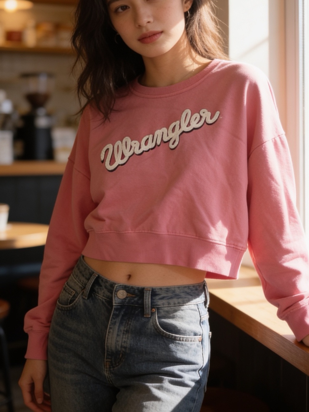 Wrangler | Women's Pink Crewneck Logo Sweatshirt | L
